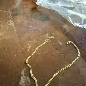 Gold over Sterling Silver Anklet with Clear Cubic Zirconoa - Women Jewelry